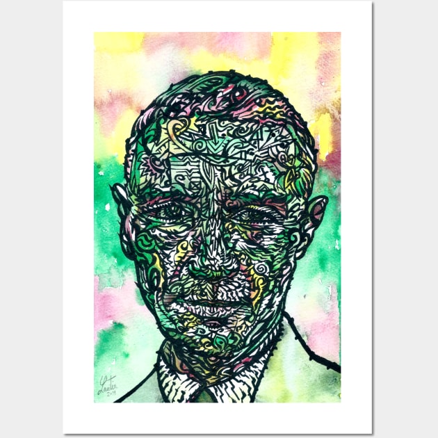 J. ROBERT OPPENHEIMER - watercolor and ink portrait Wall Art by lautir